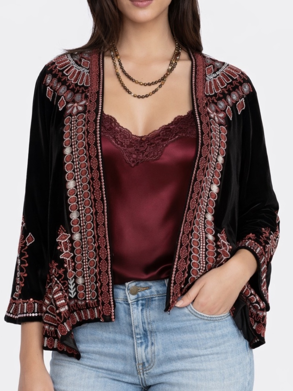 Johnny Was Aurore extremely heavily embroidered, Velvet Bolero Jacket  NWT RARE